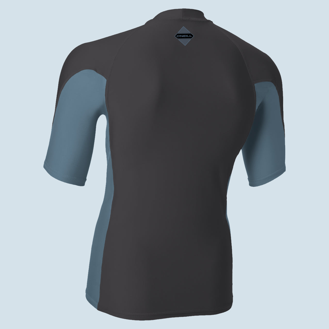 Oneill Hyperfreak Shortsleeve Rashguard in Tempered Steele/Blue von hinten