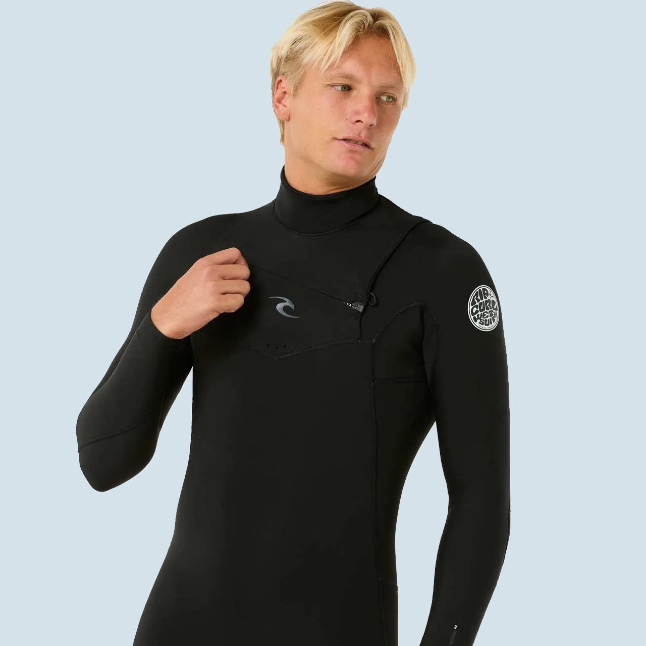 Rip Curl Dawn Patrol Chest Zip 5/5 in schwarz - Verschluss Detailansicht